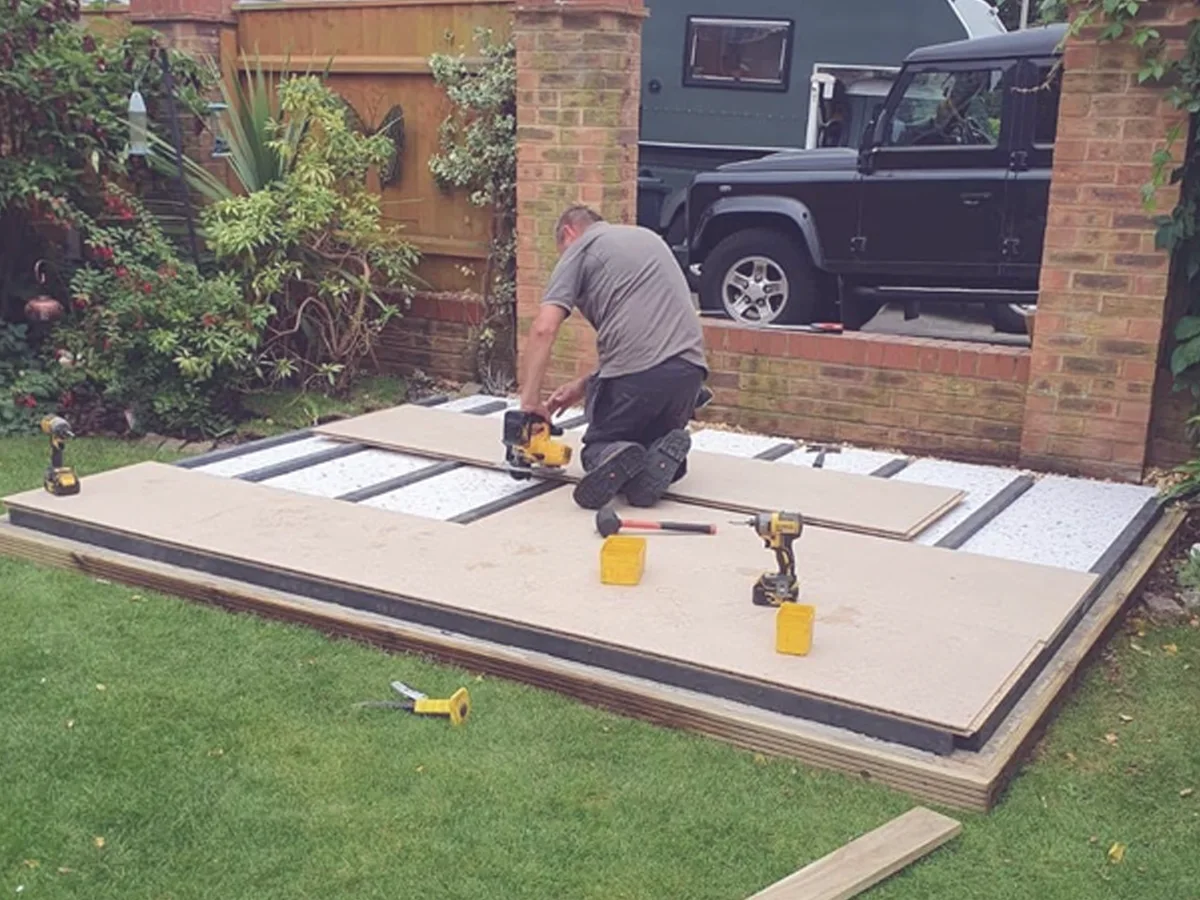 Base being prepared and levelled